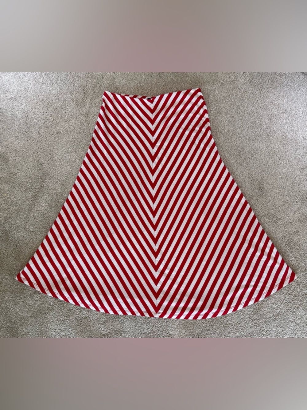 American Living Red White Striped Maxi Skirt Small Chevron Stripe Pull On Summer